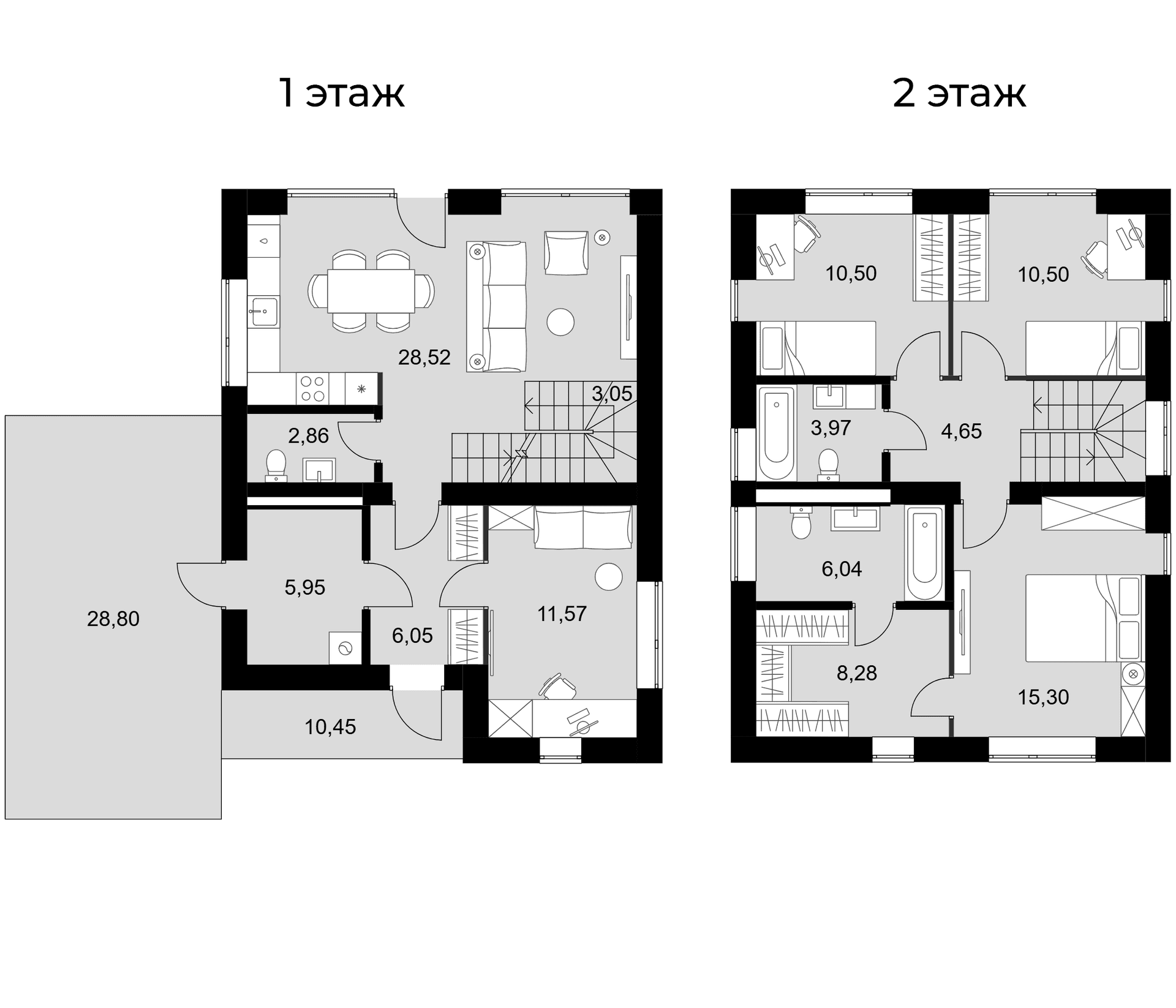 Планировка: Коттедж 128,8 м² в ЖК «Коттеджный поселок Сабурово Клаб»