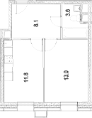 1-комнатная квартира