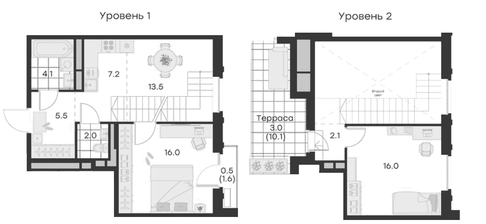Планировка: Евротрёшка 66,4 м² в ЖК «Михалевич»
