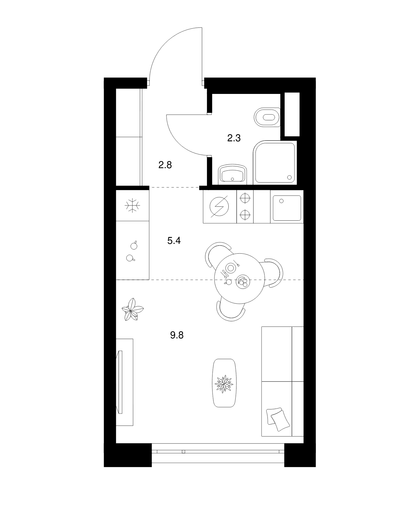 Планировка: Студия 20,3 м² в ЖК «2-й Иртышский»
