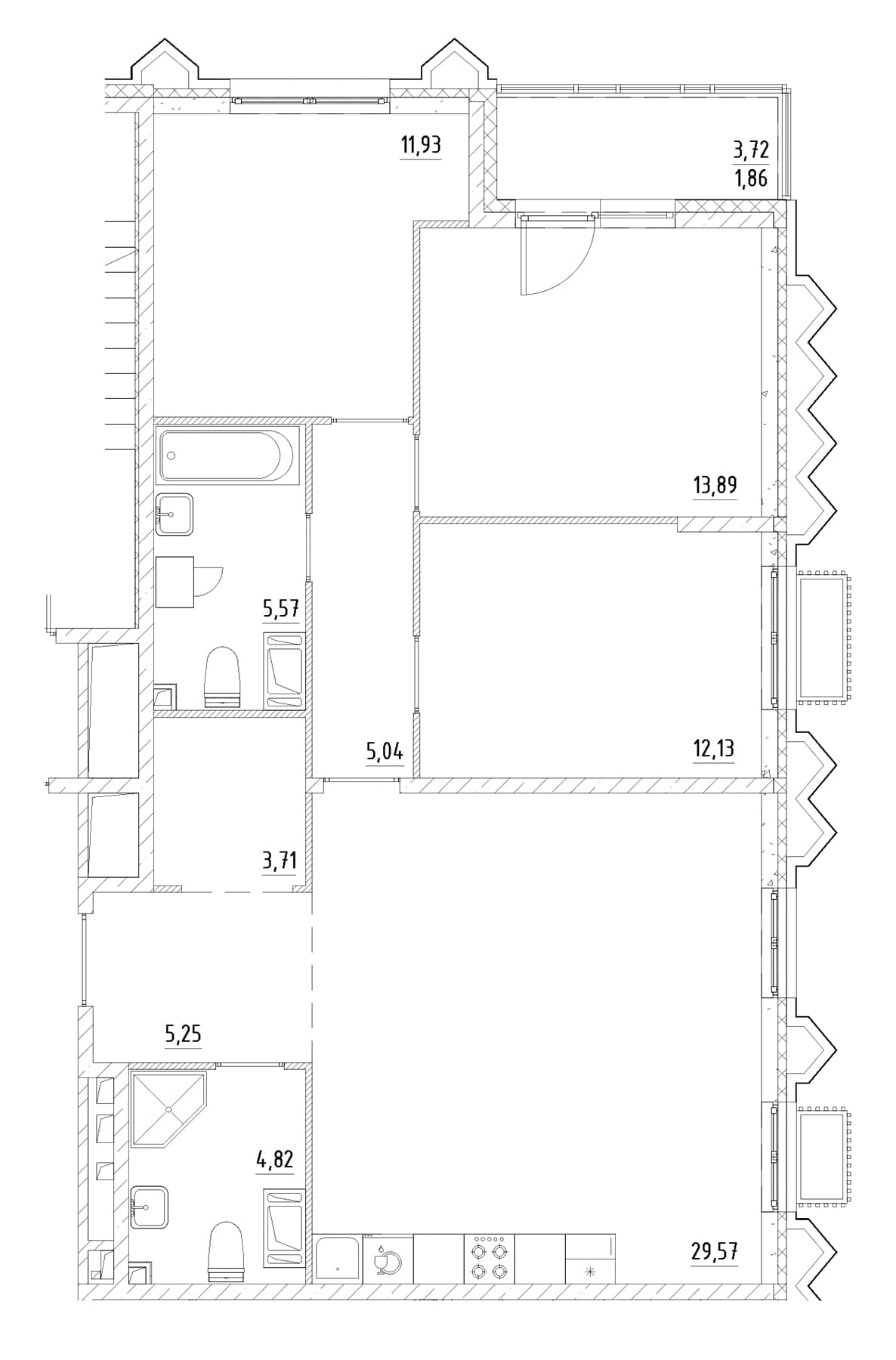 Планировка: Квартира евро-4 91,9 м² в ЖК «Респект»