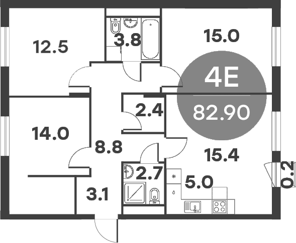 Планировка: Квартира евро-4 81,7 м² в ЖК «Равновесие»
