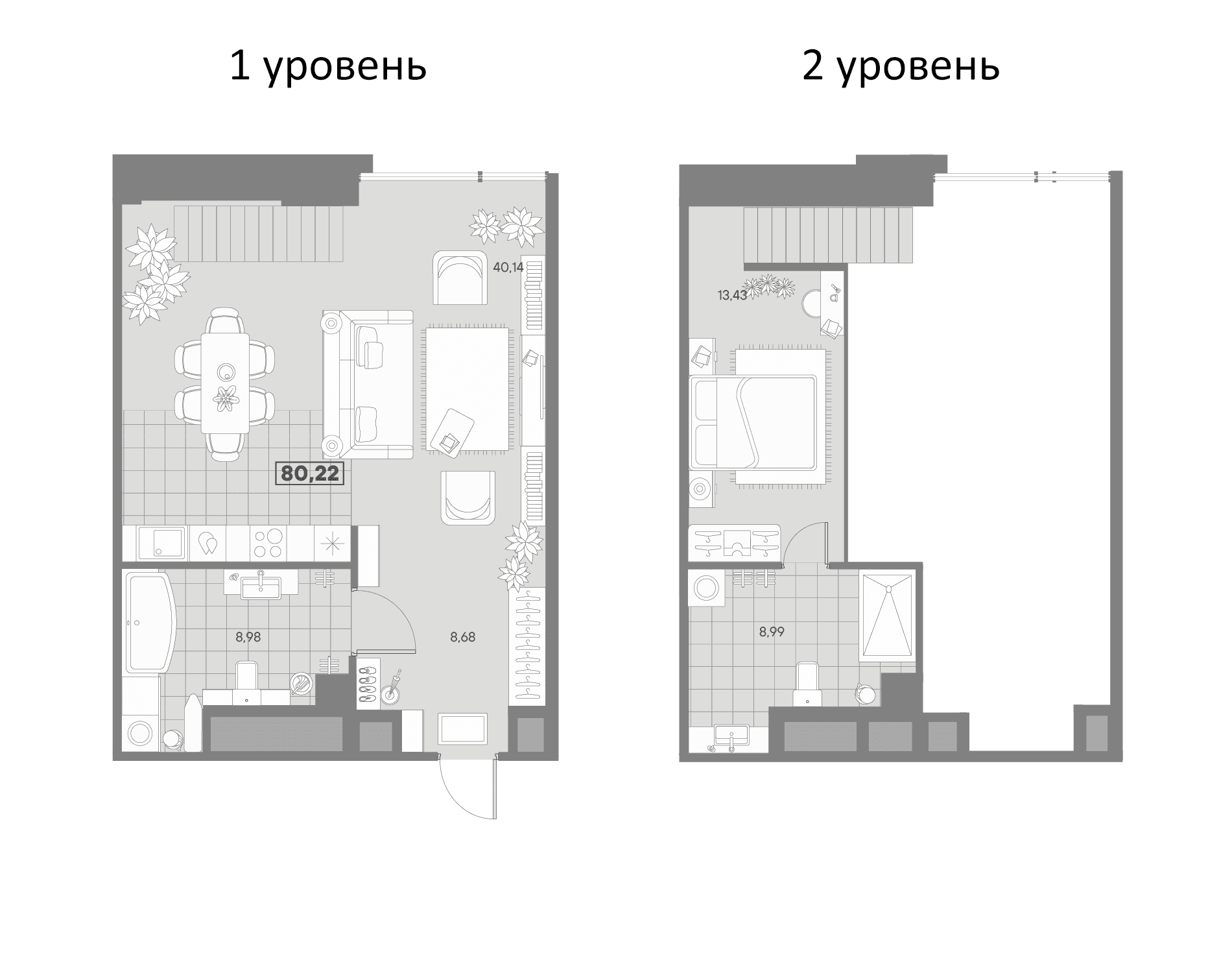 Планировка: Евродвушка 80,2 м² в ЖК «АВАНТ»
