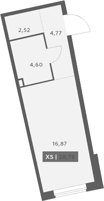 Планировка: Студия 28,8 м² в ЖК «Аквилон Рива»