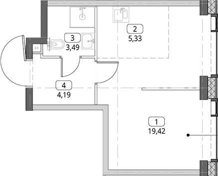 Планировка: Студия 32,4 м² в ЖК «СИТИДЗЕН»