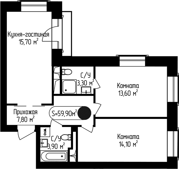 2-комнатная квартира