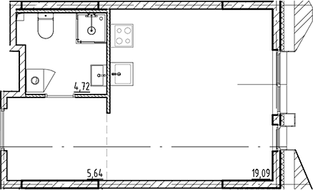Планировка: Студия 29,5 м² в ЖК «Галерная Гавань»
