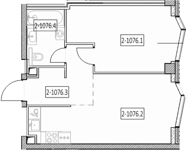 Планировка: Евродвушка 46,2 м² в ЖК «Айс Тауэрс»