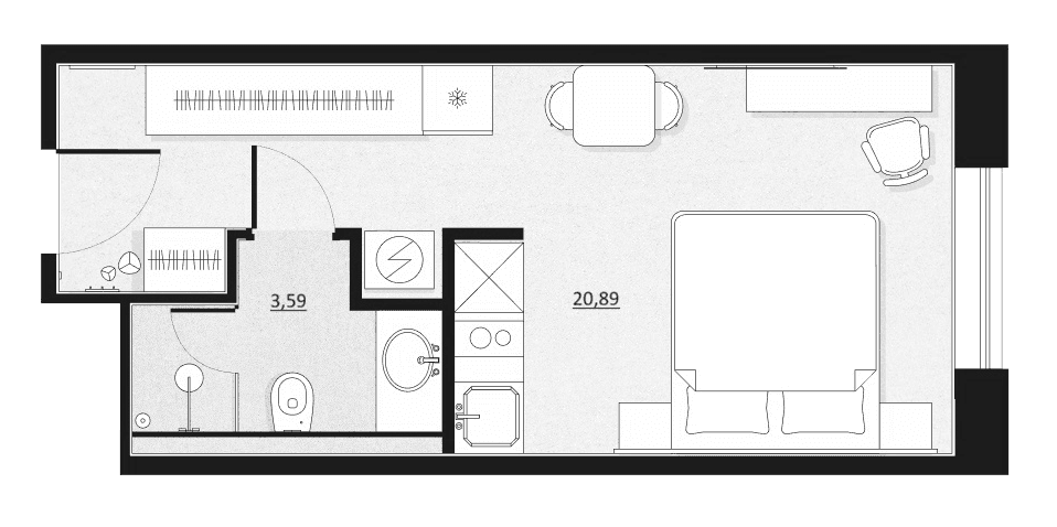 Планировка: Студия 24,5 м² в ЖК «SAAN Московские ворота»