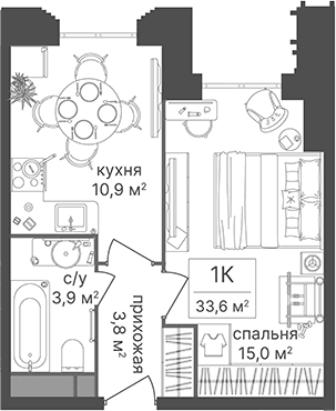 1-комнатная квартира