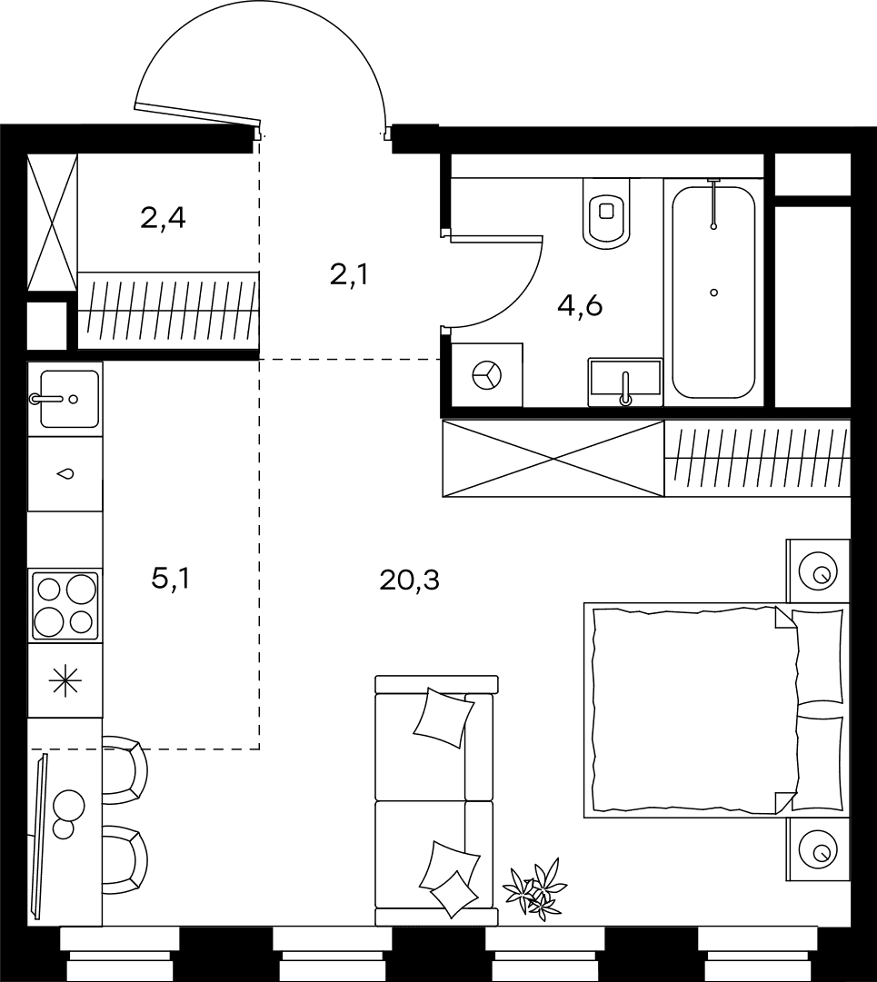1-комнатная квартира