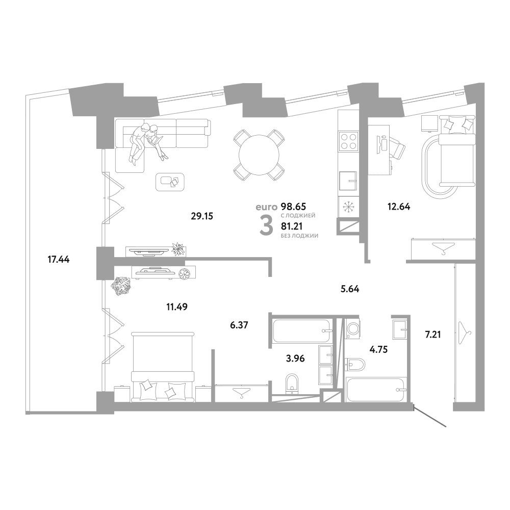 2-комнатная квартира