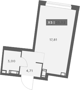 Планировка: Студия 25,5 м² в ЖК «Аквилон Рива»