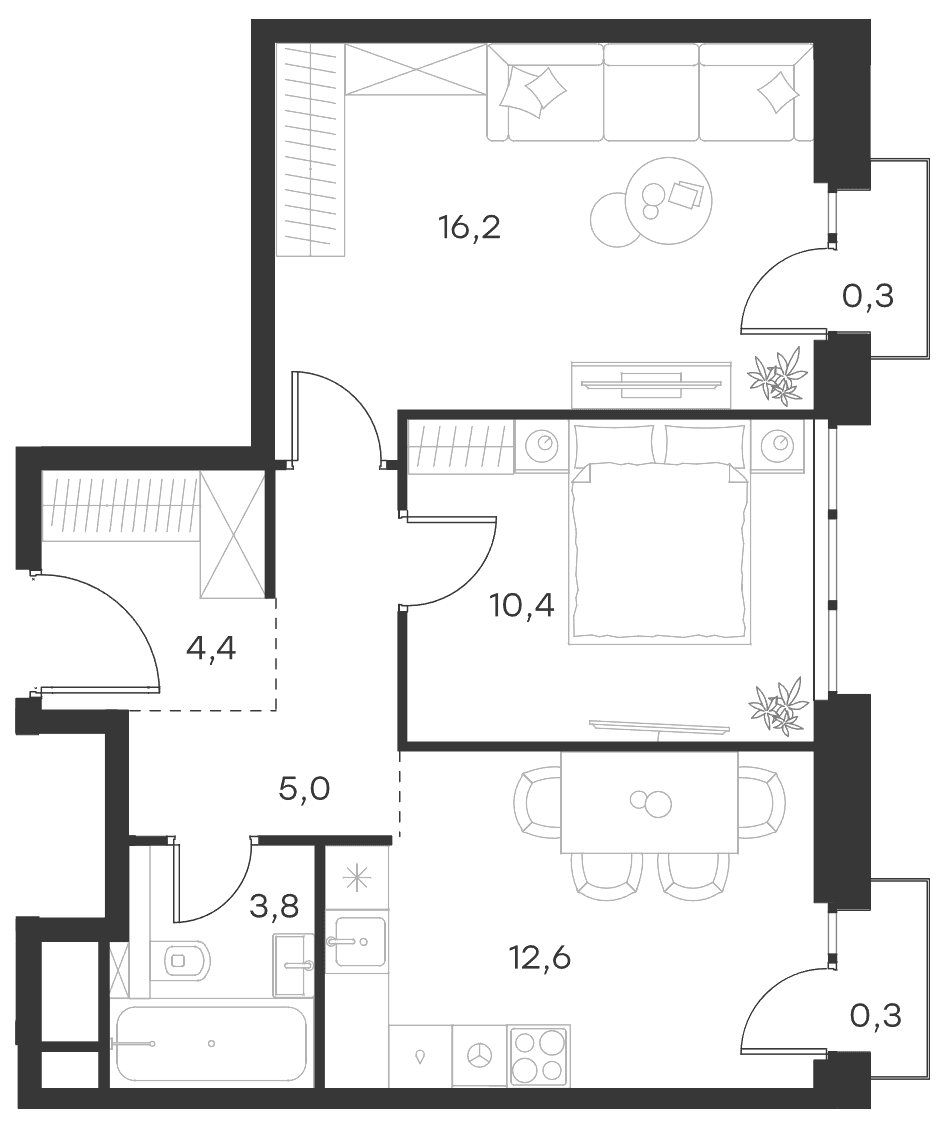 2-комнатная квартира