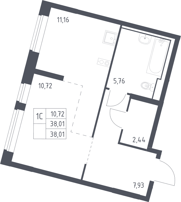 1-комнатная квартира