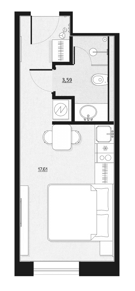 Планировка: Студия 21,2 м² в ЖК «SAAN Московские ворота»