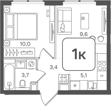 Планировка: Евродвушка 31,8 м² в ЖК «НАЗАРЕ»