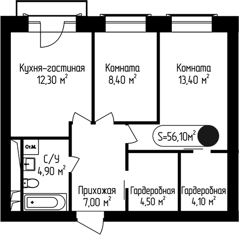 2-комнатная квартира