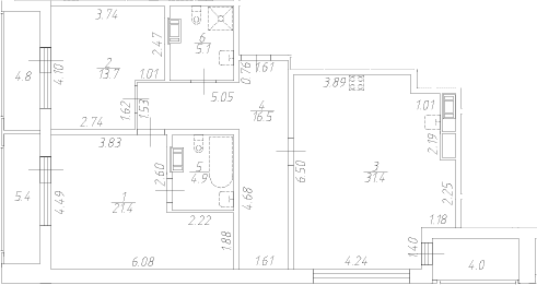 Планировка: Евротрёшка 95 м² в ЖК «Аквилон Ливз»