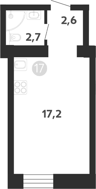 Планировка: Студия 22,5 м² в ЖК «Седова, 99»