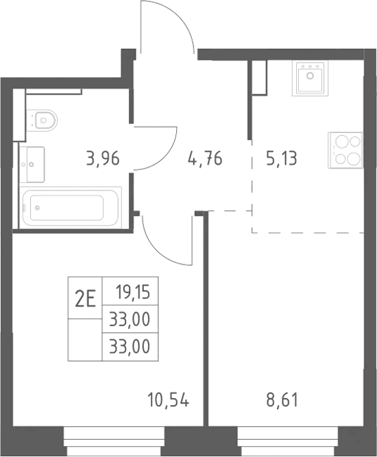 Планировка: Евродвушка 33 м² в ЖК «Квартал Строгино»