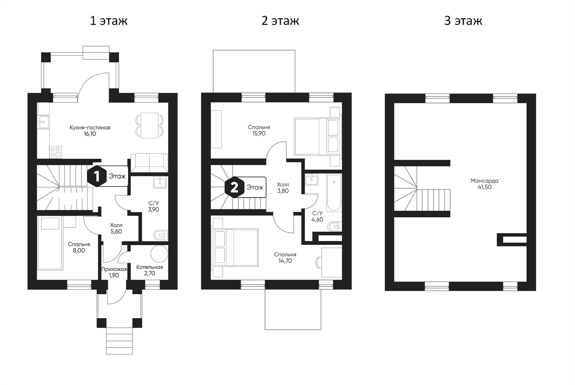 Планировка: Таунхаус 142,2 м² в ЖК «Мечта квартал Тюльпанов»