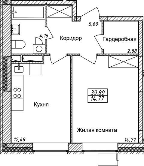 1-комнатная квартира