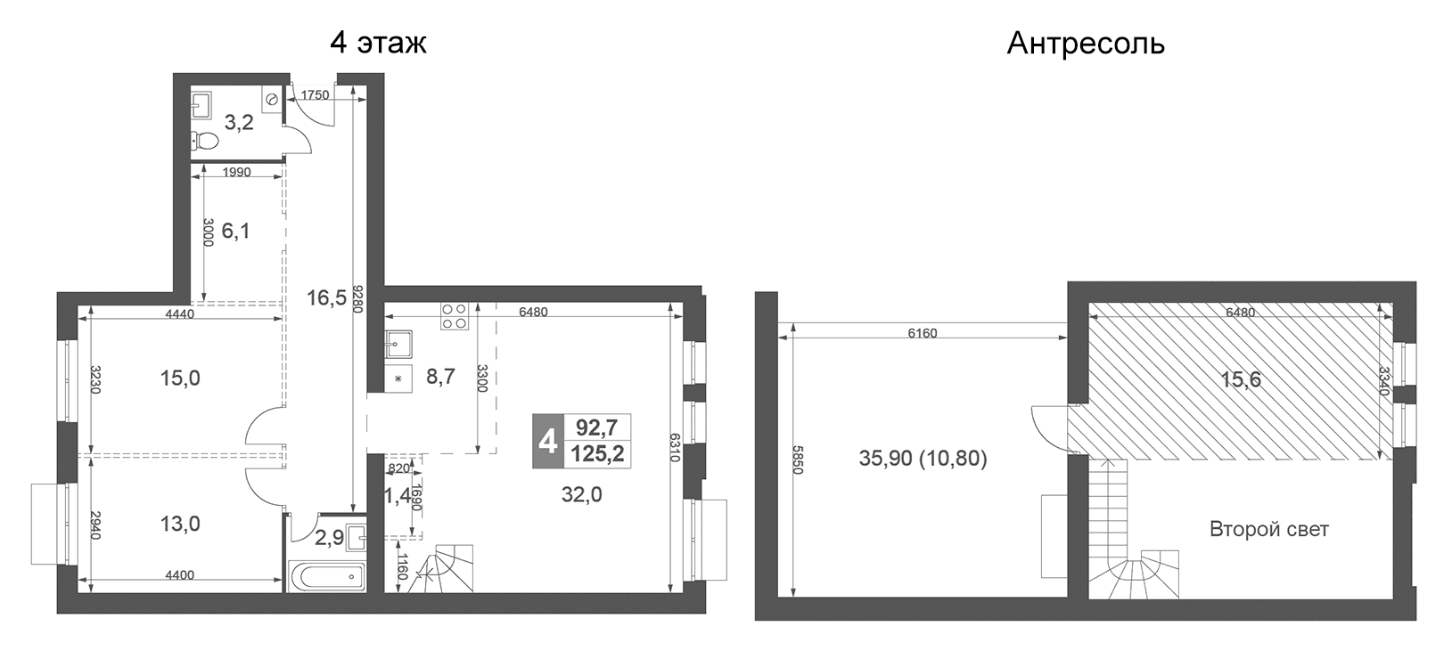 Планировка: Квартира евро-4 114,4 м² в ЖК «Дубровицы Клаб»
