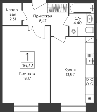 1-комнатная квартира