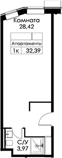 Планировка: Студия 31,3 м² в ЖК «Вольта»