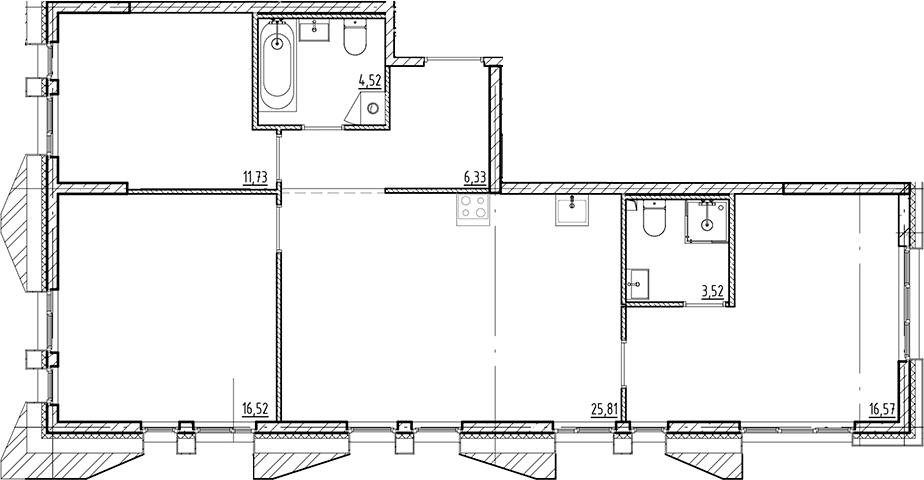 Планировка: Квартира евро-4 85 м² в ЖК «Галерная Гавань»