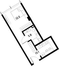 Планировка: Студия 29,4 м² в ЖК «МОСКО»
