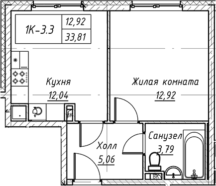 1-комнатная квартира