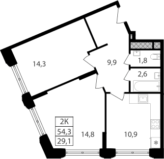 2-комнатная квартира