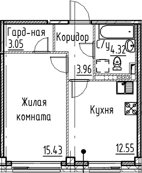 1-комнатная квартира