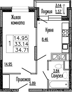 1-комнатная квартира