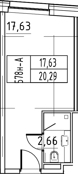 Планировка: Студия 20,3 м² в ЖК «ЙЕС Лидер»