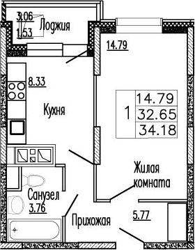 1-комнатная квартира