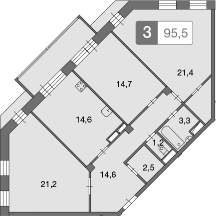 3-комнатная квартира