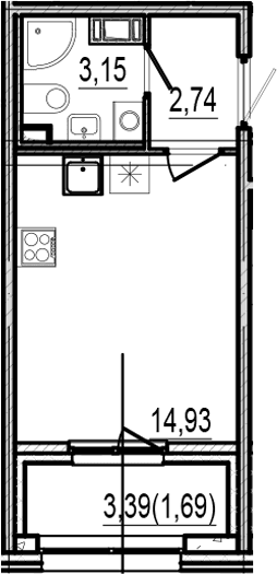 Планировка: Студия 20,8 м² в ЖК «Оптимист»