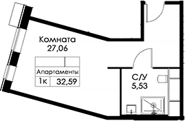 Планировка: Студия 31,5 м² в ЖК «Вольта»