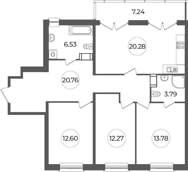 Планировка: Квартира евро-4 90 м² в ЖК «Дуалист»