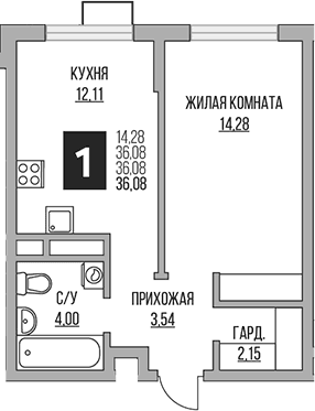 1-комнатная квартира