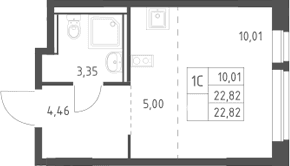 Планировка: Студия 22,8 м² в ЖК «Егорово парк»