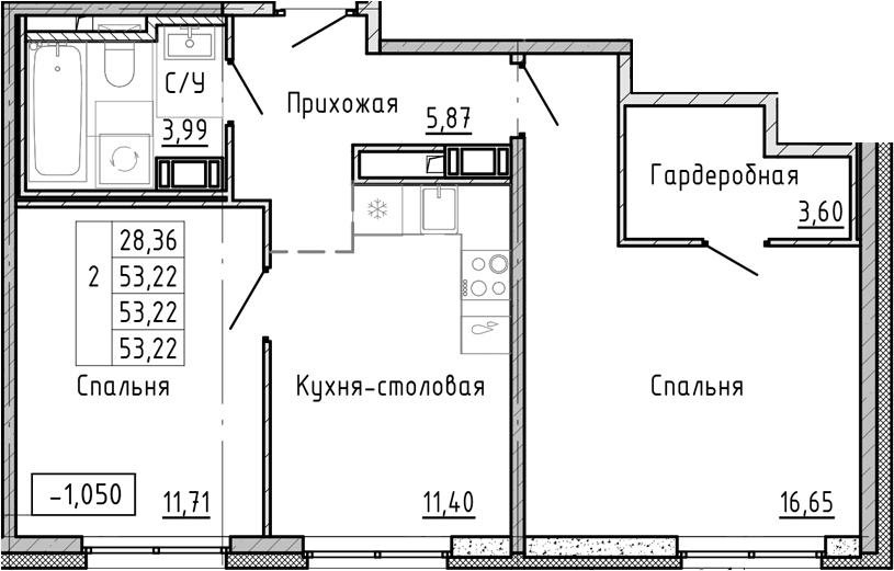 2-комнатная квартира