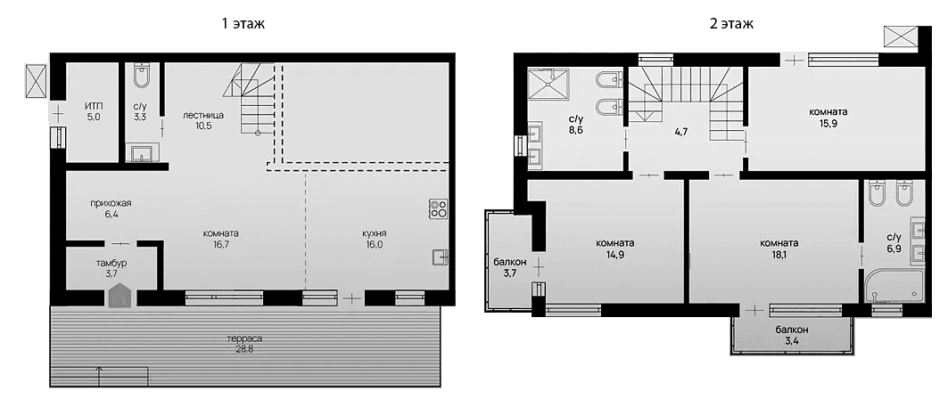Планировка: Таунхаус 142,7 м² в ЖК «Отрада на реке»