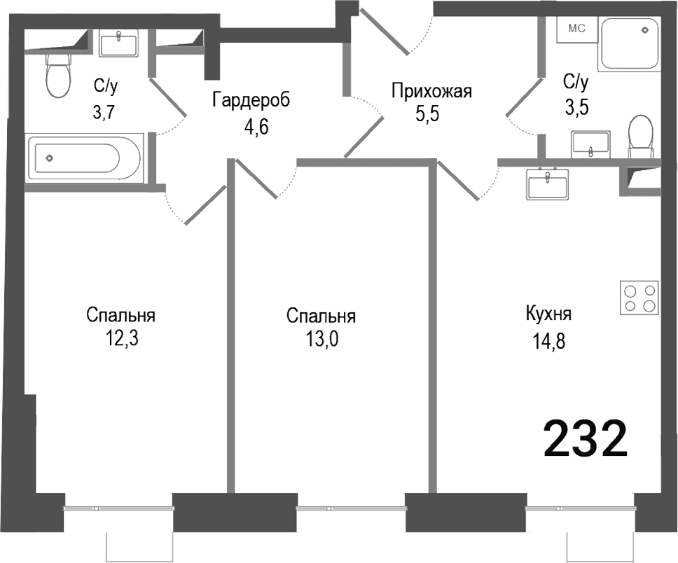 2-комнатная квартира