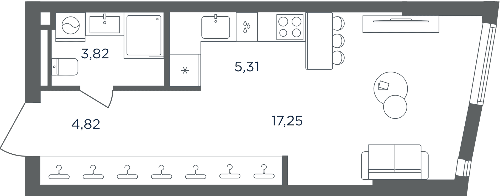 Планировка: Студия 31,2 м² в ЖК «Сикрет Гарден»