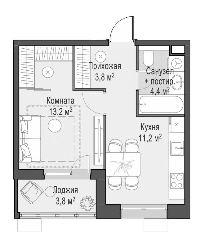 1-комнатная квартира