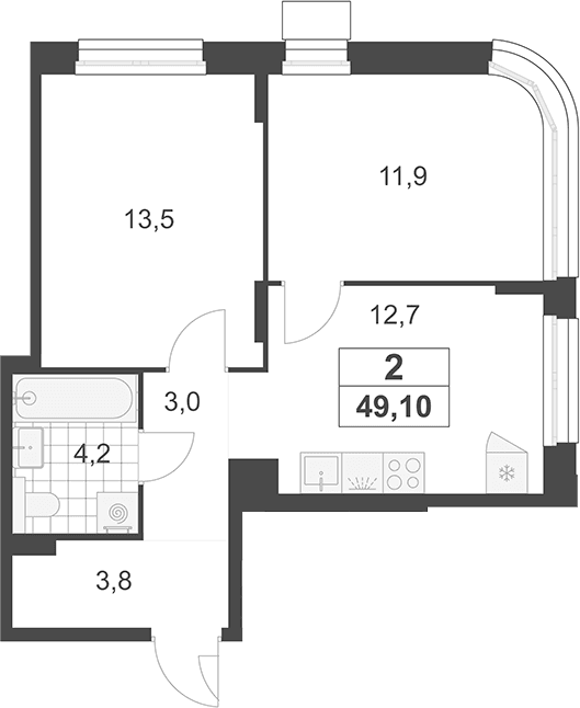 2-комнатная квартира